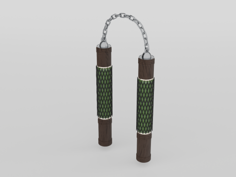 Nunchucks with an iron chain 3D-Modell