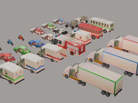 Stylized lowpoly vehicle pack - L-poly 3D Model