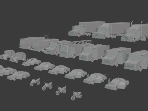 Stylized lowpoly vehicle pack - L-poly 3D Model