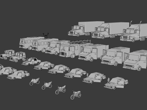 Stylized lowpoly vehicle pack - L-poly 3D Model