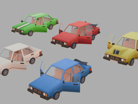 Stylized lowpoly vehicle pack - L-poly 3D Model