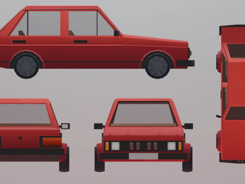 Low poly car model with various modifications 3D Model