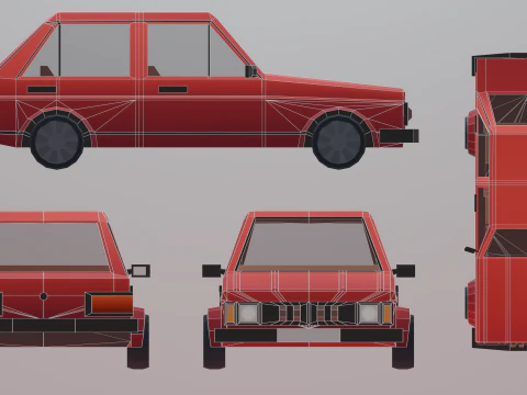 Low poly car model with various modifications 3D Model