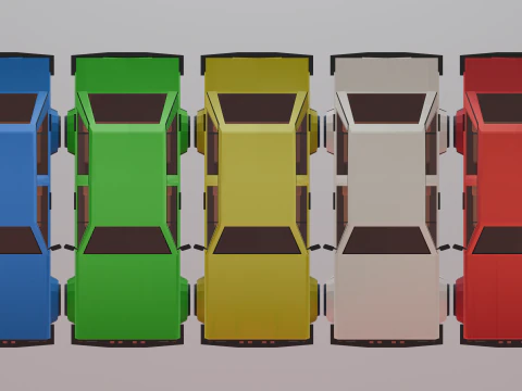Low poly car model with various modifications 3D Model