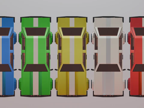 Low poly car model with various modifications 3D Model