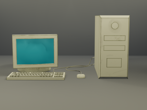 Old computer with hand painted keyboard Low-poly 3Dモデル
