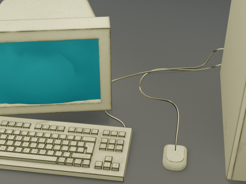 Old computer with hand painted keyboard Low-poly 3D Model