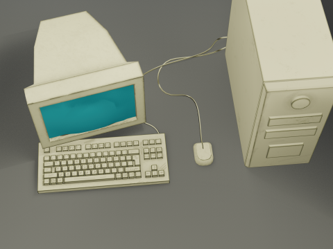 Old computer with hand painted keyboard Low-poly 3D Model