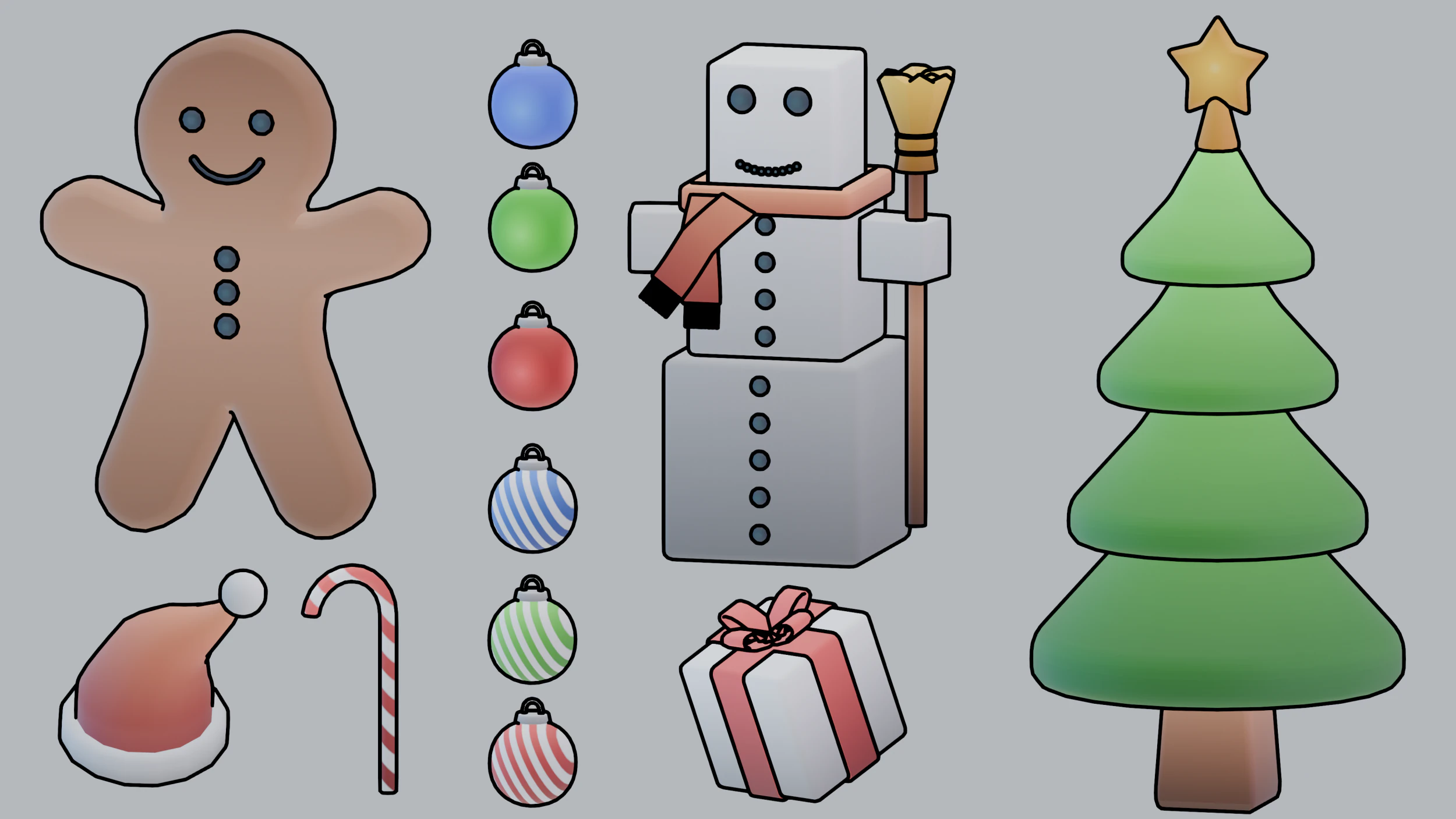 Modelos estilizados de Natal com texturas gradientes Modelo 3D .c4d .max .obj .3ds .fbx .stl .blend 