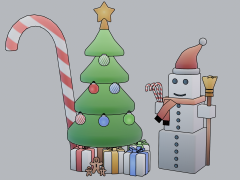 Stylized Christmas models with gradient textures 3D Model
