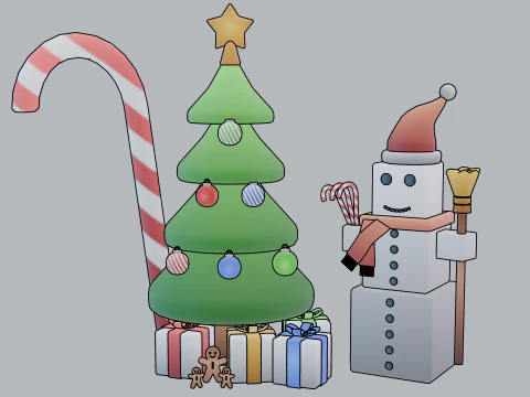 Modelos estilizados de Natal com texturas gradientes Modelo 3D