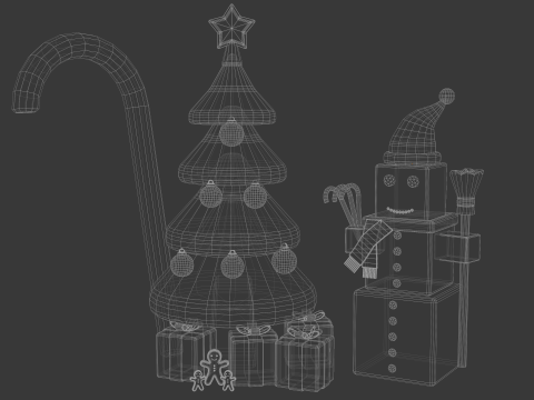 Stylized Christmas models with gradient textures 3D Model
