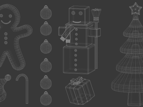 Stylized Christmas models with gradient textures 3D Model