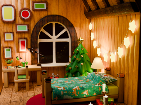 Winter isometric room Low poly 3D Модель