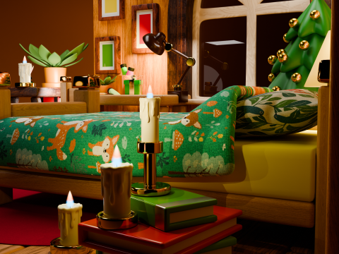 Winter isometric room Low poly 3D Модель