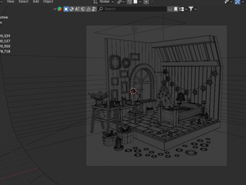 Winter isometric room Low poly 3D Модель