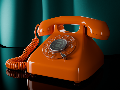 Retro Rotary Telephone - Vintage Low Poly Modello 3D