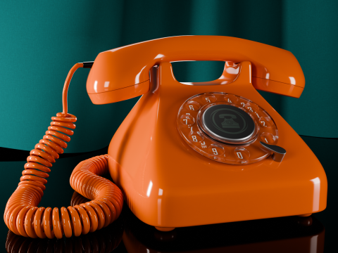 Retro Rotary Telephone - Vintage Low Poly 3D Модель