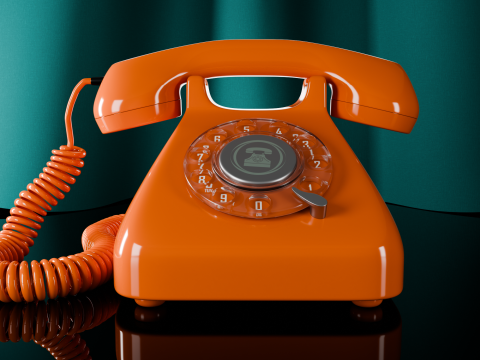 Retro Rotary Telephone - Vintage Low Poly 3D Модель