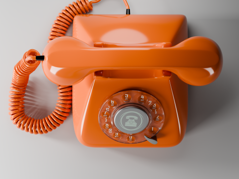 Retro Rotary Telephone - Vintage Low Poly 3D Модель