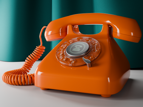 Retro Rotary Telephone - Vintage Low Poly 3D Модель