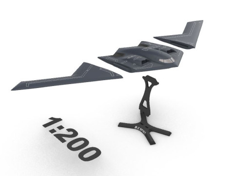 Dört ölçekte B-2 Ruhu 3D Baskı Modeli
