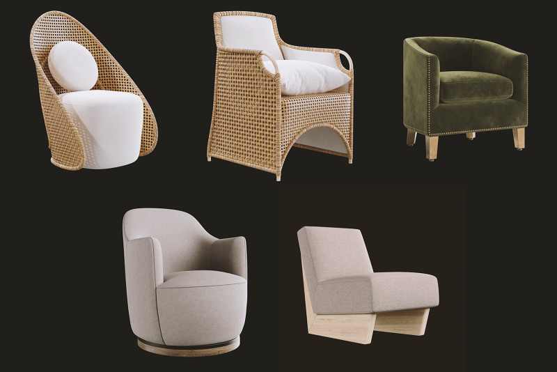 Furniture Collection - Armchairs 3D Model .c4d .max .obj .3ds .fbx .stl .blend