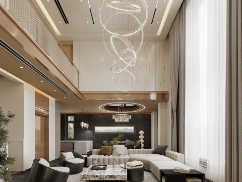 Modern villa pick empty living room dining room kitchen spiral staircase 3Dモデル