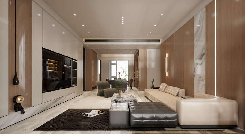 Modern style living room dining room sofa combination island table TV background wall 3Dモデル .c4d .max .obj .3ds .fbx .stl .blend 