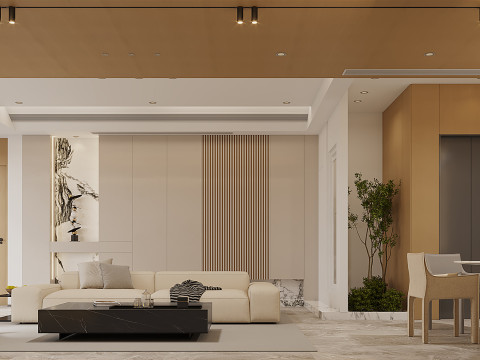Modern style villa living room and dining room Model 3D
