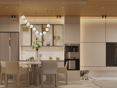 Modern style villa living room and dining room Model 3D