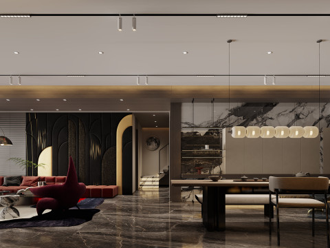 Modern villa living room 3D Model