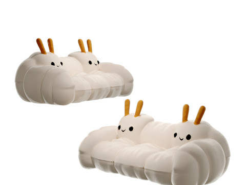 Modern cartoon caterpillar childrens lazy two-seater 3D Model