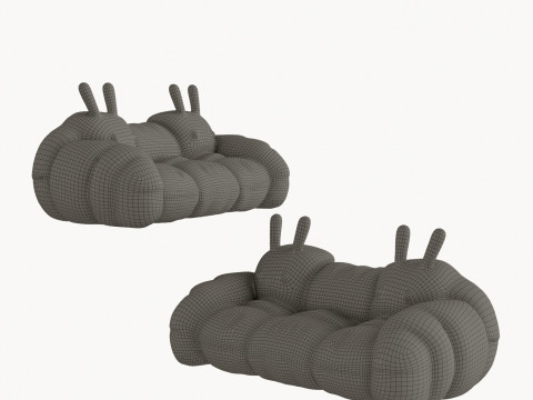 Modern cartoon caterpillar childrens lazy two-seater 3D 模型