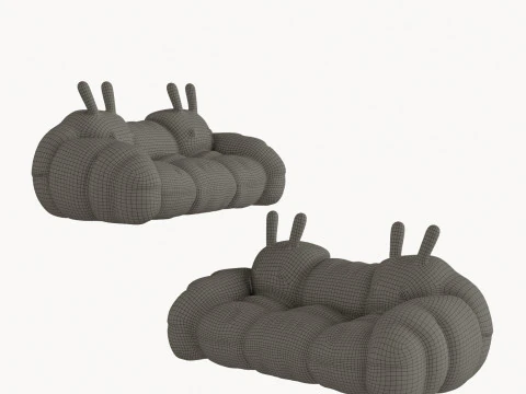 Modern cartoon caterpillar childrens lazy two-seater 3D Model