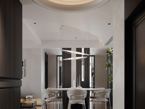 Modern and stylish living room and dining room 3D Модель