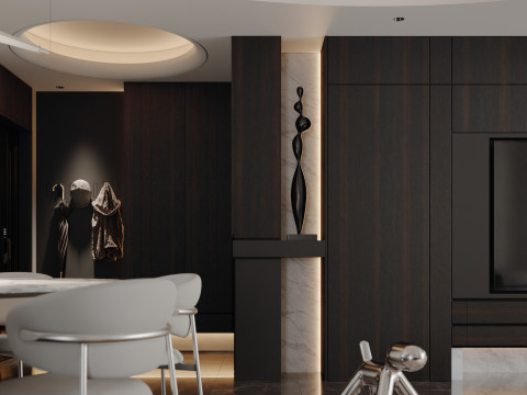 Modern and stylish living room and dining room 3D Модель