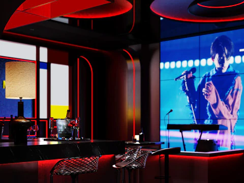 Modern metal style bar 3D Model