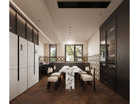 American style villa living room dining room study kitchen 3Dモデル