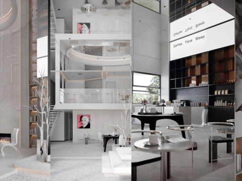 Modern minimalist coffee shop 3D Model