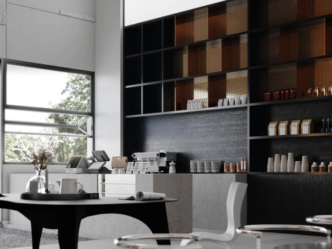 Modern minimalist coffee shop 3D Model