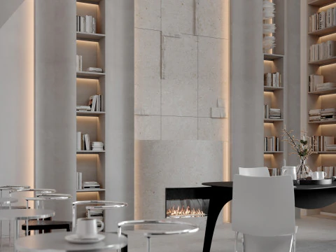 Modern minimalist coffee shop 3D Model