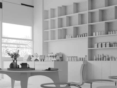 Modern minimalist coffee shop 3D Model