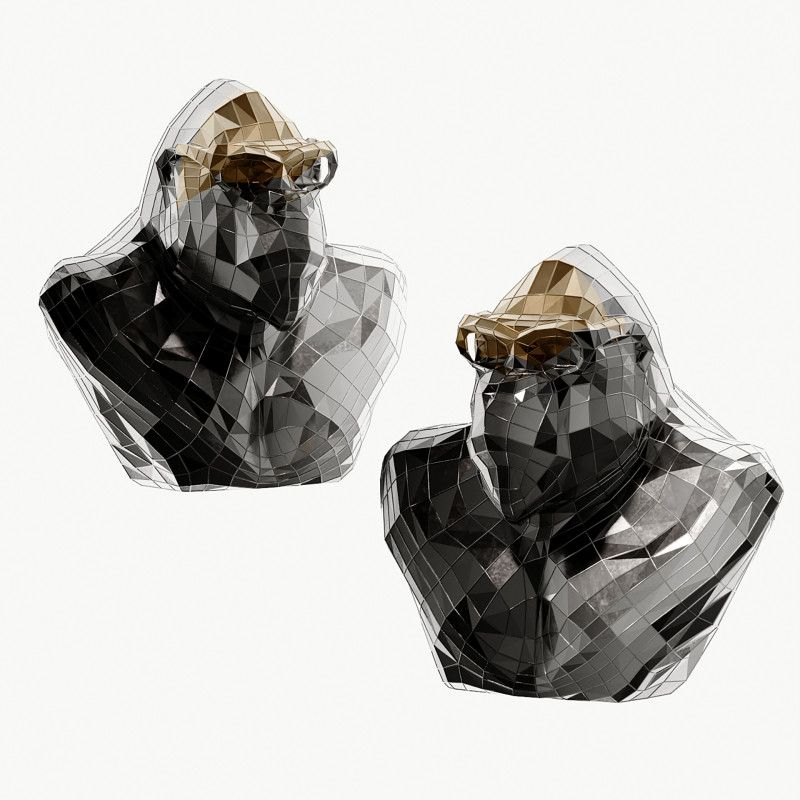 Modern cyberpunk orangutan bust sculpture ornament 3Dモデル .c4d .max .obj .3ds .fbx .stl .blend 