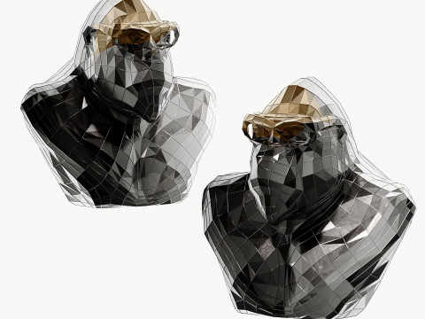 Modern cyberpunk orangutan bust sculpture ornament 3Dモデル