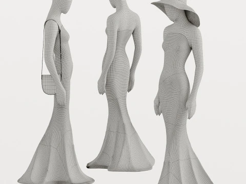 モダンな民族衣装を着たモデル 3Dモデル