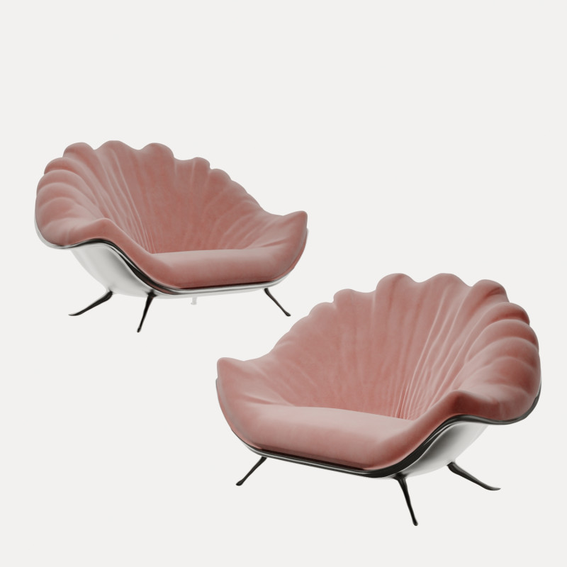 Modern shell double lazy sofa 3D-Modell .c4d .max .obj .3ds .fbx .stl .blend 