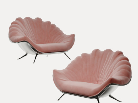 Modern shell double lazy sofa 3D Model