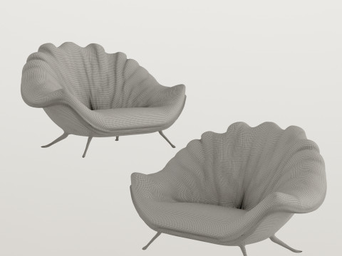 Modern shell double lazy sofa 3D-Modell