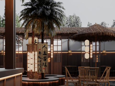 Modern outdoor dining barbecue restaurant hot pot restaurant 3Dモデル